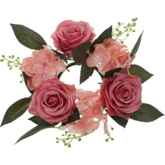 OUNONA Pillar Candle Ring Wreath with Realistic Flowers, Spring Candle Decoration for Table Decoration, Home Decoration, Weddings and Parties, Beautiful Artificial Flower Garland