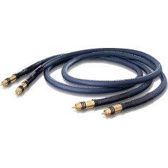 OEHLBACH XXL-1 W/11mm Hyper Cut Cool Gold RCA plugs, Triple shielded, symmetrical twisted pairs silver plated copper. 2x0.5m. Colour: Dark Blue. STAR RATING : 5.