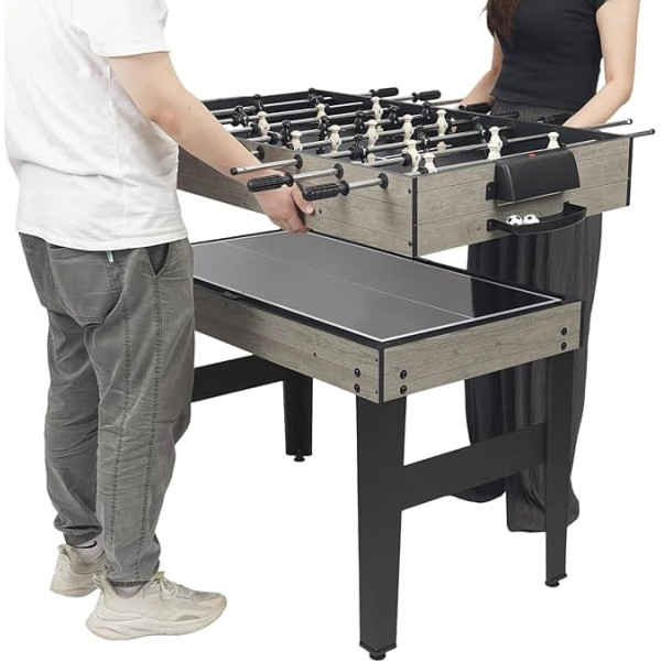 10-in-1 Multigame Play Table, Multifunctional Table with Table Football, Billiards, Air Hockey, Table Tennis & More, for Children and Adults, Includes Accessories, Grey, 122 x 60 x 80 cm