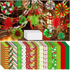 Yexiya 612 Pieces Christmas Party Decorations, Including 600 Sheets Lime Green Paper Chain Strips with 6 Pieces 3D Paper Snowflake, 6 Compartments, Festive Craft Supplies for Christmas, Party