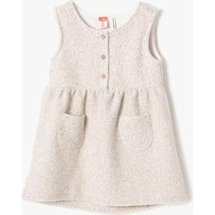 Koton Babygirl Dress Sleeves Crew Neck Pocket and Button Detail, Ecru(010)