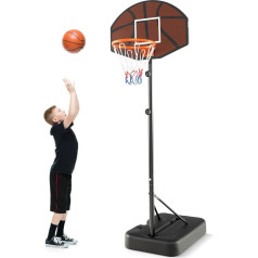 BOOZXCV 8ft Basketball Backboard Hoop Net Set, 172-200 cm Height-Adjustable Basketball Stand with Shatterproof Backboard and Fillable Base, Portable Basketball Goal System