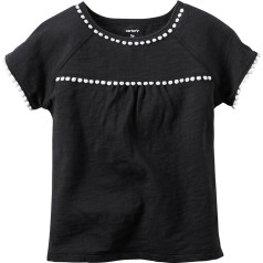 Carter's Baby Girls' S/S Pompom Trim Top, Black, 24 Months, black