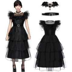 Spooktacular Creations Black Women Vintage Ball Gown Costume with Dress, Belt and Necklace for Halloween Costumes Woman 2024, Costume Parties-M