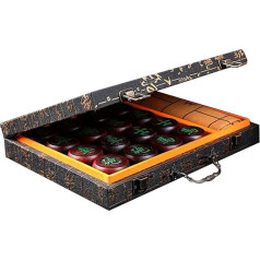 Chinese Chess Set Made of High-Quality Wood with Leather Chess Board Traditional Durable Adult Chess Game Handmade Chess Accessories for Home and On the Go
