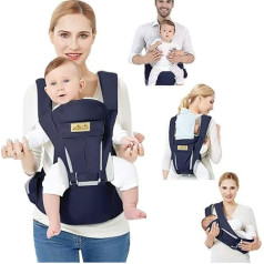 Viedouce Ergonomic Baby Carrier, Pure Cotton Front Or Back Child Carrier with Removable Hood, Multi-Way, Soft, Breathable, Backpack Straps, Full Protection (0-48 months)