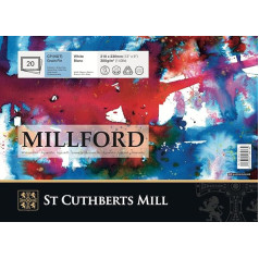 Millford 9 x 12-inch Hard, Watercolour Paper, 20 Sheets, 300 gsm, No Surface, Acid Free