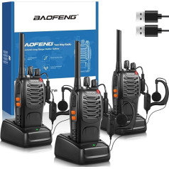 Professional Walkie Talkies for Adults with Long Range, Rechargeable Batteries, 16 Channel Radio, USB Charger and Handheld with VOX (Black, 3 Pack)