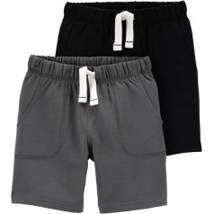 Carter's Baby Boys' Shorts 3 Months, Black/Grey, Pack of 2, Black / Grey
