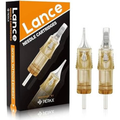 PEPAX Lance Tattoo Needles – Pack of 20 1015CML Needles Cartridges #10 Diameter 0.3 mm Curved Magnum Long Taper 5 mm for Tattoo Accessories
