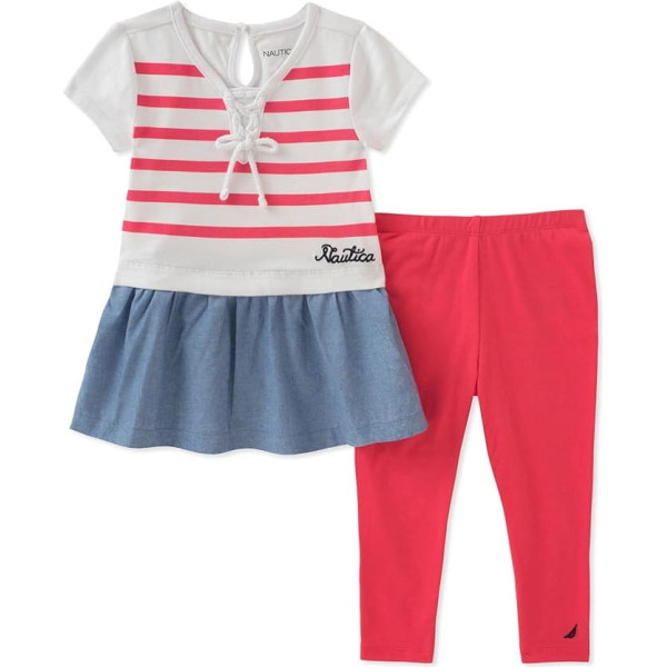Nautica Baby Girl Leggings Set Pink/Blue, 18 M