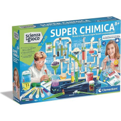 Clementoni Science and Game Laboratory - Super Chemistry, Chemical Laboratory, Science Experiments, Science Laboratory 8 Years, Manual in Italian, Made in Italy, Multi-Colour, 36 x 9 x 53 cm