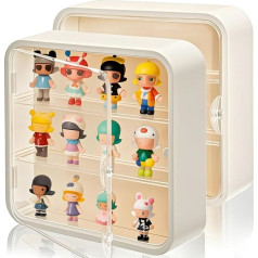 AVLA 2 Pack Display Case for Figures, 3 Levels, Clear Acrylic Doll Storage Box, Wall Mounting, Collectibles, Display Stand, Mini Figure Display Case with Magnetic Door for Mini Toys, Action Figures