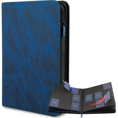 Card Guardian - 9 Pocket Premium+ Folder with Zip for 504 Cards - Side Pockets for TCG Trading Card Games (Blue)