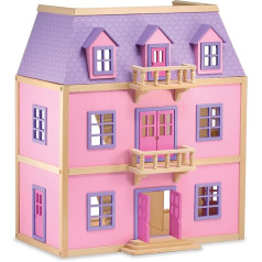 Melissa & Doug Multi-Level Wooden Doll's House With 19 pcs Furniture