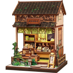 Fsolis Book Nook Kits for Adults, 3D Wooden Puzzles Book Corner, DIY Miniature House Set, Dollhouse Bookcase Decoration, Desk Ornament, Book Gifts for Friend and Family (Kanmi-dokoro