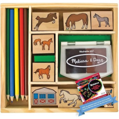 Horse Stable: Wooden Stamp Set + FREE Melissa & Doug Scratch Art Mini-Pad Bundle [24105]