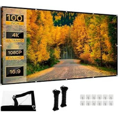 Screen Projector 100 Inches, High-Resolution Thickened Foldable Projector Screen, 16:9 HD Anti-Wrinkle Projector Screens for Home Cinema, Office and Camping