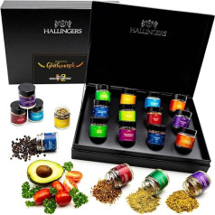 Hallingers Congratulations - Spice Gift Set Handmade, 12 Spices from Around the World (Set) - Gift in Summer & as a Perfect Barbecue Gift | Birthday Congratulations New Home Anniversary Fri