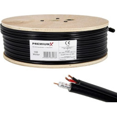 Premium X 100 m RG59 Coaxial Cable + 2 Power Cables Eca Video Image and Power Supply Combination Coaxial Cable / Power Video Cable for Video Surveillance Surveillance Camera