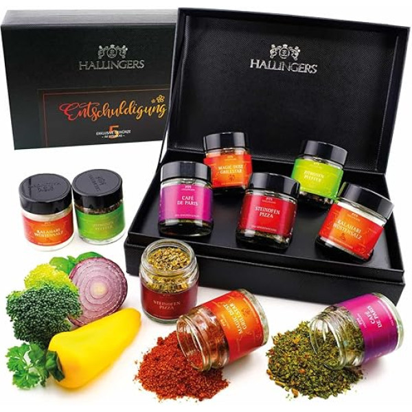 Hallingers Apologies - Spice Gift Set Handmade, 5 Spices from Around the World (Set) - Mother's Day Gift & Gift Ideas for Father's Day | Birthday Congratulations New Home Anniversary Friendship