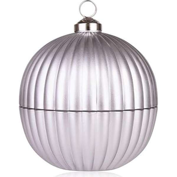 Accentra Scented Candle in Silver Glass Ball with Lid, 150 g, Fragrance: Cotton, Decorative Candle Christmas, Gift for Women and Men, Christmas Decoration Silver, Christmas Tree Bauble