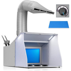 VIVOHOME Airbrush Extraction System Spray Cabin Double Fan with 4 LED Lighting with Paint and Spray Gun Stands Rotary Table and Filter Sponge for Model Making Cake Nail Toy Painting Work