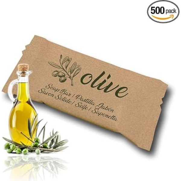 GPQ - Olive Soap Bar | 500 Units x 8 g | Hotel Equipment | With Olive Oil | For Hotels, Country Houses, Apartments, Cruise Ships, B&B | Made in UE