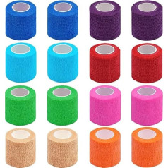 Self-Adhesive Bandage, 16 Rolls 5 cm x 4.5 m, Elastic Bandage Material, Self-Adhesive Bandage, Fixation Bandage, Adhesive Bandage for Sports and First Aid Vet Wrap Dogs, Horses