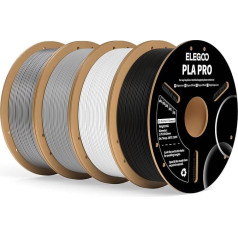 ELEGOO PLA PRO Filament 1.75 mm Black White Grey Silver 4 kg, Improved Stiffness 3D Printing Materials, Dimensional Accuracy +/- 0.02 mm, Fits Most 3D Printers, 4 kg Spool (8.8 lbs)