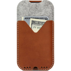 Pack & Smooch Mobile Phone Case for iPhone 17 Pro / 17 | iPhone 16 Pro / 16 / iPhone 15 Pro / 15 | Kirkby Bag Made of 100% Merino Wool Felt | Vegetable Tanned Leather | Made in Germany - Light Brown