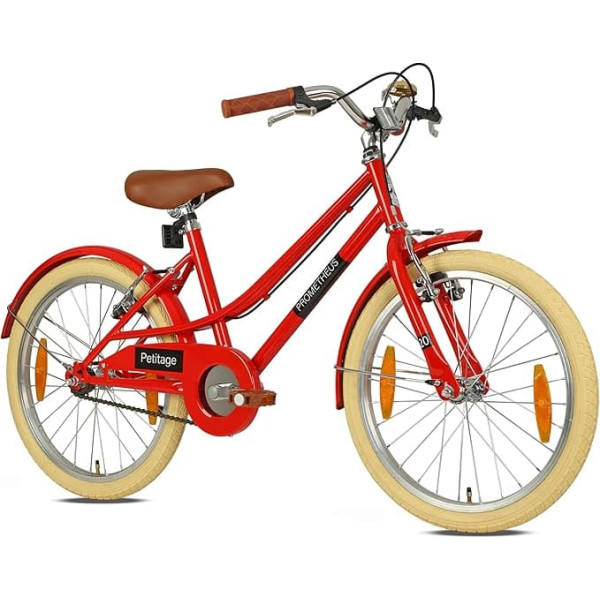 PROMETHEUS BICYCLES Retro Children's Bicycle 20 Inch Boys Girls 20 Inch Bicycle Boy from 6 Years Bicycle Children from 7 Years Petitage in Red