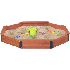 85 x 78 x 9 inch Octagon Sandbox with Cover for Children Outdoor Play US Patented Large Wooden Sandpit with 4 Benches Quick and Easy Installation