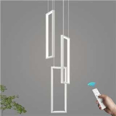 Modern Dimmable Kitchen Pendant Light Lights LED White Pendant 3 Ring Rectangular Hanging Dimmable for Dining Room Bedroom Living Room Hallway