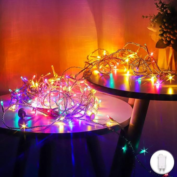 Colourful Fairy Lights, 150 Coloured LED Fairy Lights, Power, Christmas Tree Fairy Lights for Outdoor and Indoor, Multicoloured Fairy Lights, Extendable for Children's Room, Balcony, Garden, Patio,