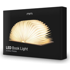 mikamax – mm - LED Book Light - Book Lamp - USB Rechargeable - Wireless - 4 Light Modes - Made of Real Wood and Paper - Atmospheric Lighting - LED Night Light