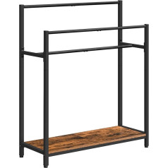 HOOBRO EBF30LB01 3 Layer Freestanding Towel Rack, Ceiling Stand with Shelf, Towel Rack for Outdoor Pool, Bathroom, Living Room, Bedroom, Black and Vintage Brown