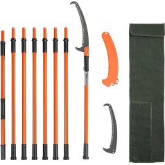 VEVOR Pruning Saw with Telescopic Handle 8 m Height Adjustable 2.24 m - 8.24 m Carbon Steel Blade with Carry Bag and 2 Saw Blades up to 10 m Working Height Hand Saw Bar Saw Hand Handle Saw