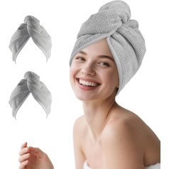 Poyday Microfiber Hair Towel: 2 Pack Super Absorbent Anti Frizz Turban Terry Towel Women Girls Long Wet Curly Hair