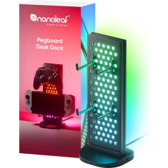 Nanoleaf Pegboard Desk Dock, 3-in-1 RGBIC Table Lamp with Controller/Headphone Holder, Double-Sided Light Effects, USB-C Dock, Gaming Music & Screen Sync via Desktop App, Ambience Lamp
