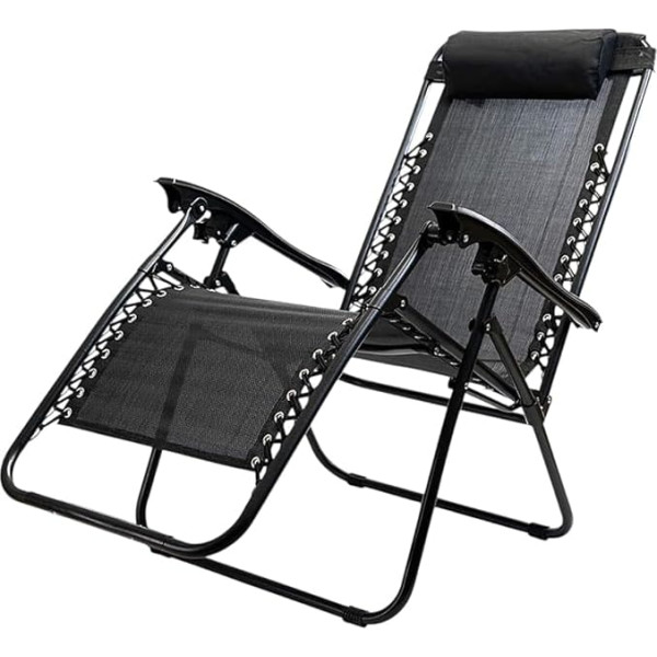 Zero Gravity Chair Recliner - Folding Sun Lounger with Adjustable Locking Tilt, Drink Holder, Headrest, Robust Steel Frame - Garden, Patio, Camping, Beach & Outdoor