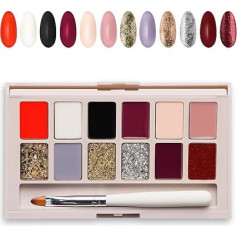 MANI KING Palette with 12 Hybrid Varnishes, Gel Nail Polish Set with Nail Brushes for Nail Polish, Salon Basic