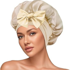 AOOWU 100% Mulberry Silk Sleep Cap, Non-Slip Adjustable Silk Hat, Breathable Night Sleep Cap, Sleep Cap Hair Protect for the Night Bonnet with Elastic Band