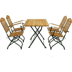 DEGAMO Tölz Kurgarten Folding Set 5-Piece Steel Green + Robinia