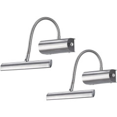 Set of 2 Dimmable Picture Lights with Flex Arm in Matt Silver Width 18 cm