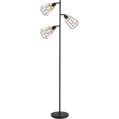 HOMCOM Floor Lamp Industrial Design 3 Bulbs Max. 40 W Cage Shade Metal Black