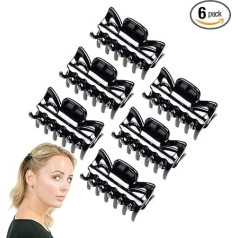 Basic Sense 1.6 Inch Hair Claw Clips Durable and Sturdy Non-Slip Grip Classic Design Clamps Small Set of 6 Shiny Black