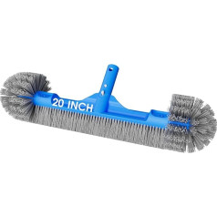 Pool Brush for Cleaning Pool Walls 20 Inch 2 in 1 Heavy Duty Pool Brush Head Removable Side Brush Nylon Bristles Pool Scrubber for Above Ground Pools, Incoming Pools, Safe