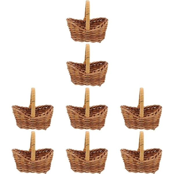 PRETYZOOM Mini-Korb, Miniaturkorb, Dekoration, Mini-Picknickkorb, Mini-gewebte Körbe, Mini-Rattan-gewebter Korb, winzige gewebte Körbe, Miniatur-gewebter Korb, Miniaturkorb, Dekoration, 8 Stück