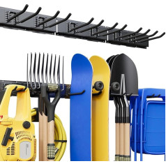Garagen-Werkzeug-Organizer, Wandhalterung, 121,9 cm, robuste Gartenwerkzeug-Organizer mit verstellbaren Haken, 180 kg Garagen-Organisation, rostfreies Gartenwerkzeug-Aufbewahrungsregal für Hof und